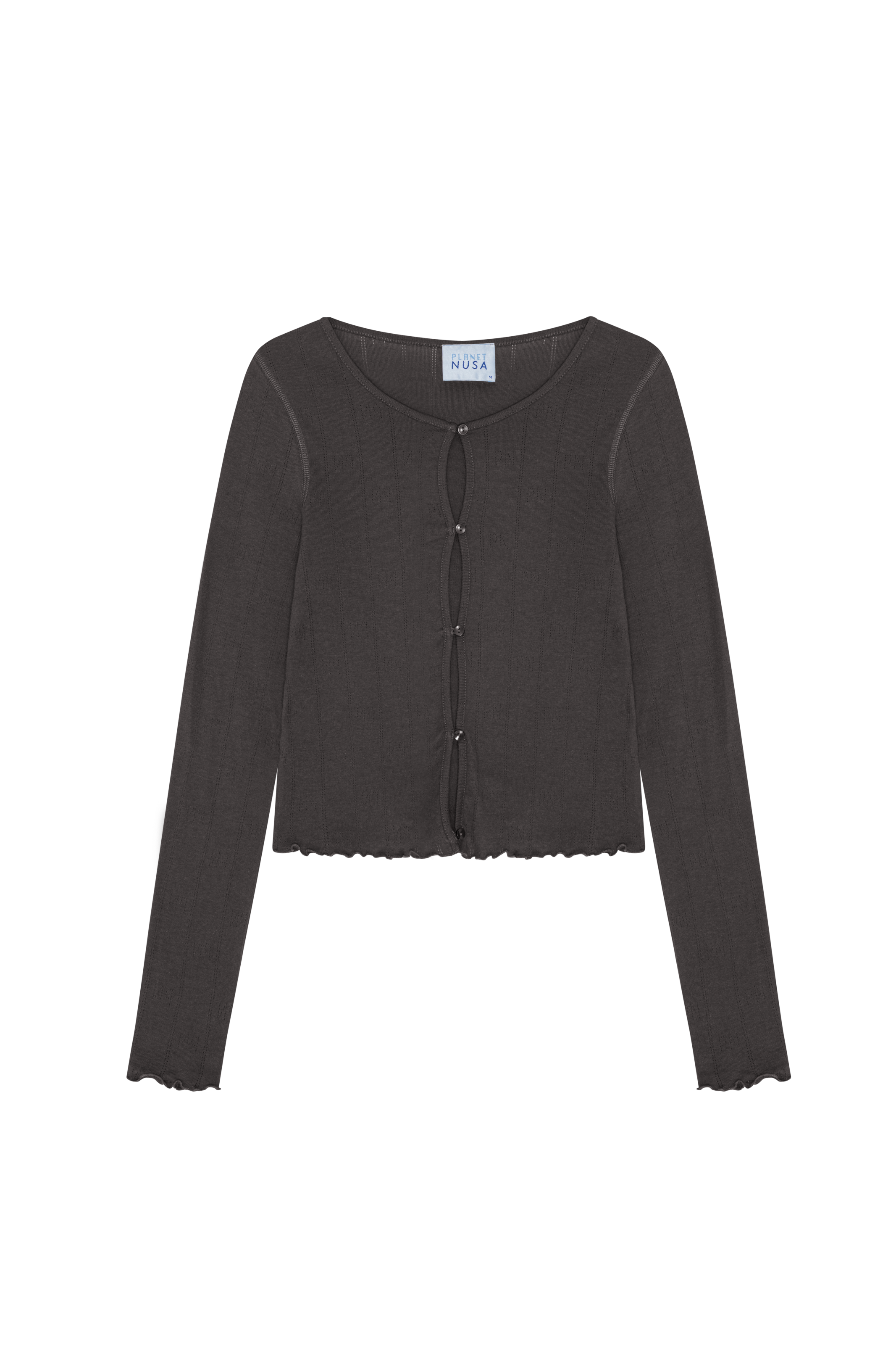 Women's Point1 Cardigan Pointelle - Dark Grey - Planet Nusa