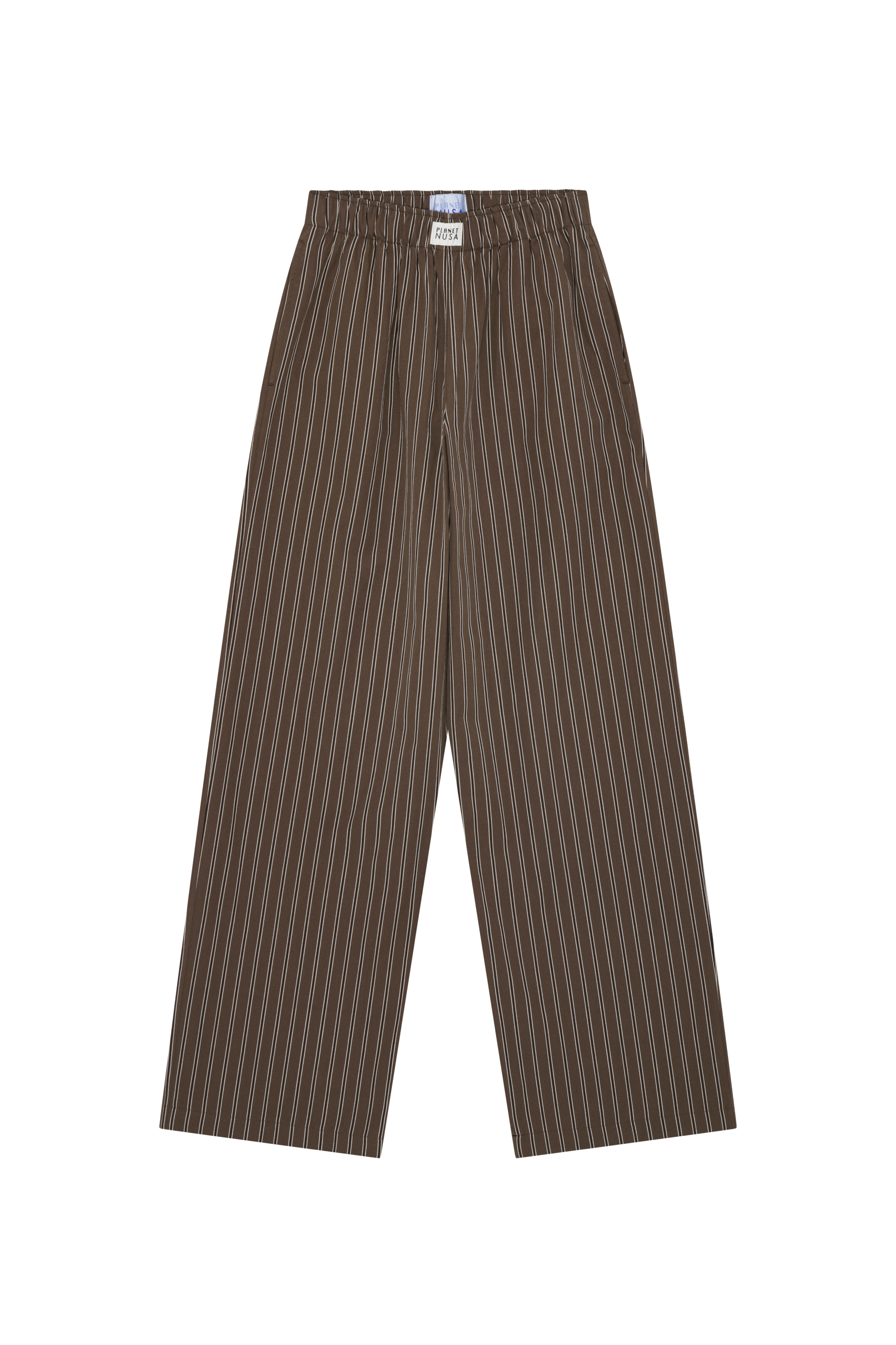 Women's Paris1 Pants - Chocolate Brown Stripes - Planet Nusa