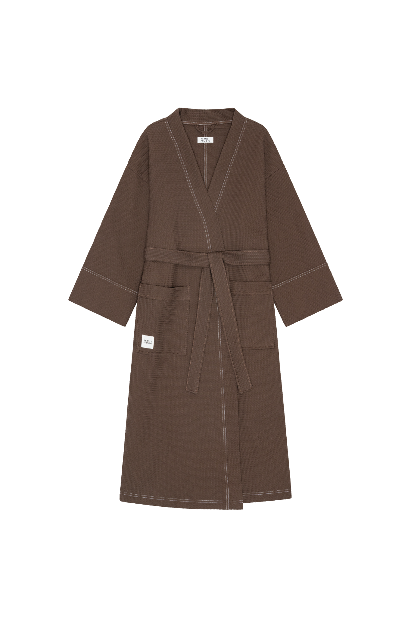 Belize1 Bathrobe – Chocolate Brown/White