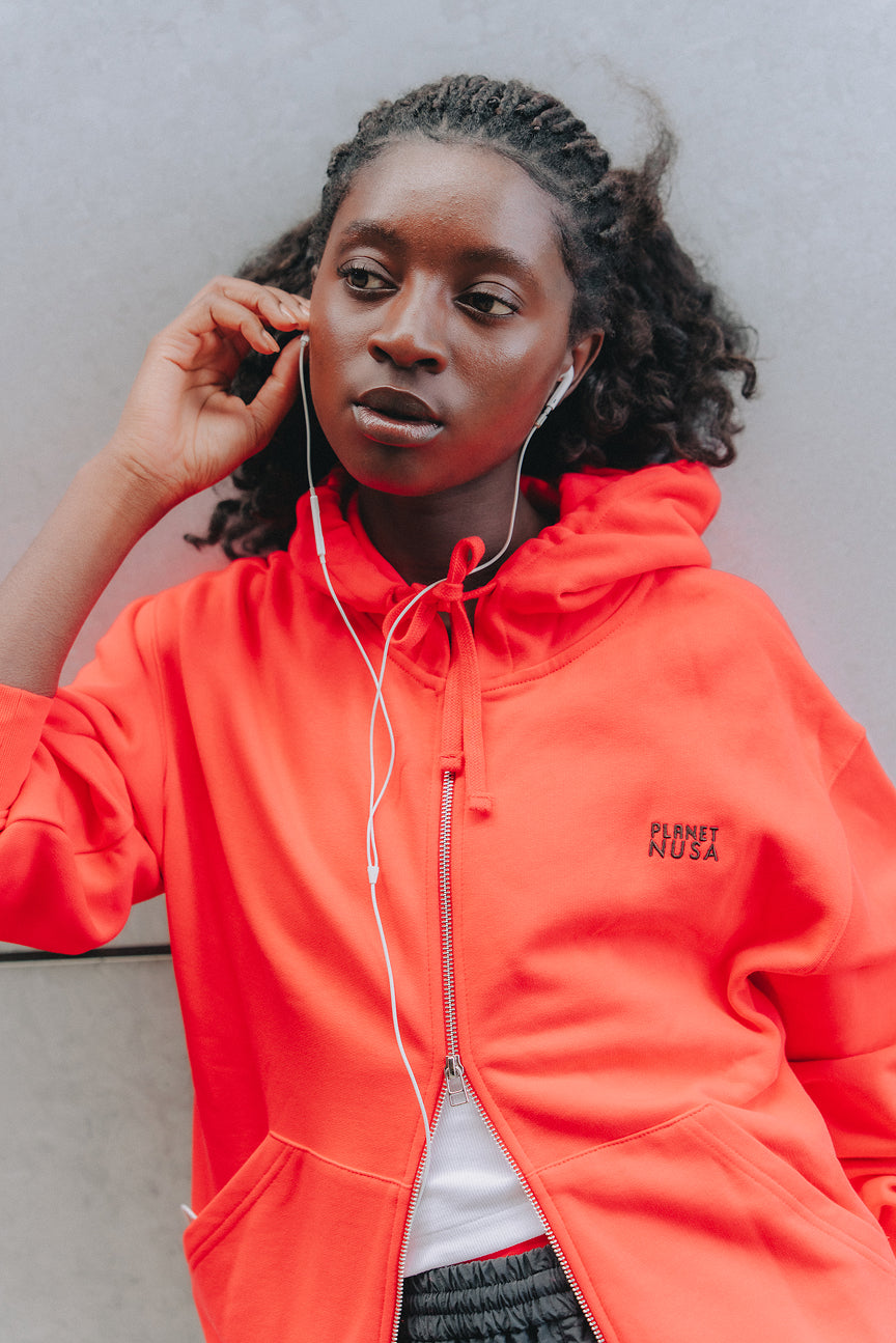 Zip1 Hoodie - Coral Chocolate Brown - Planet Nusa