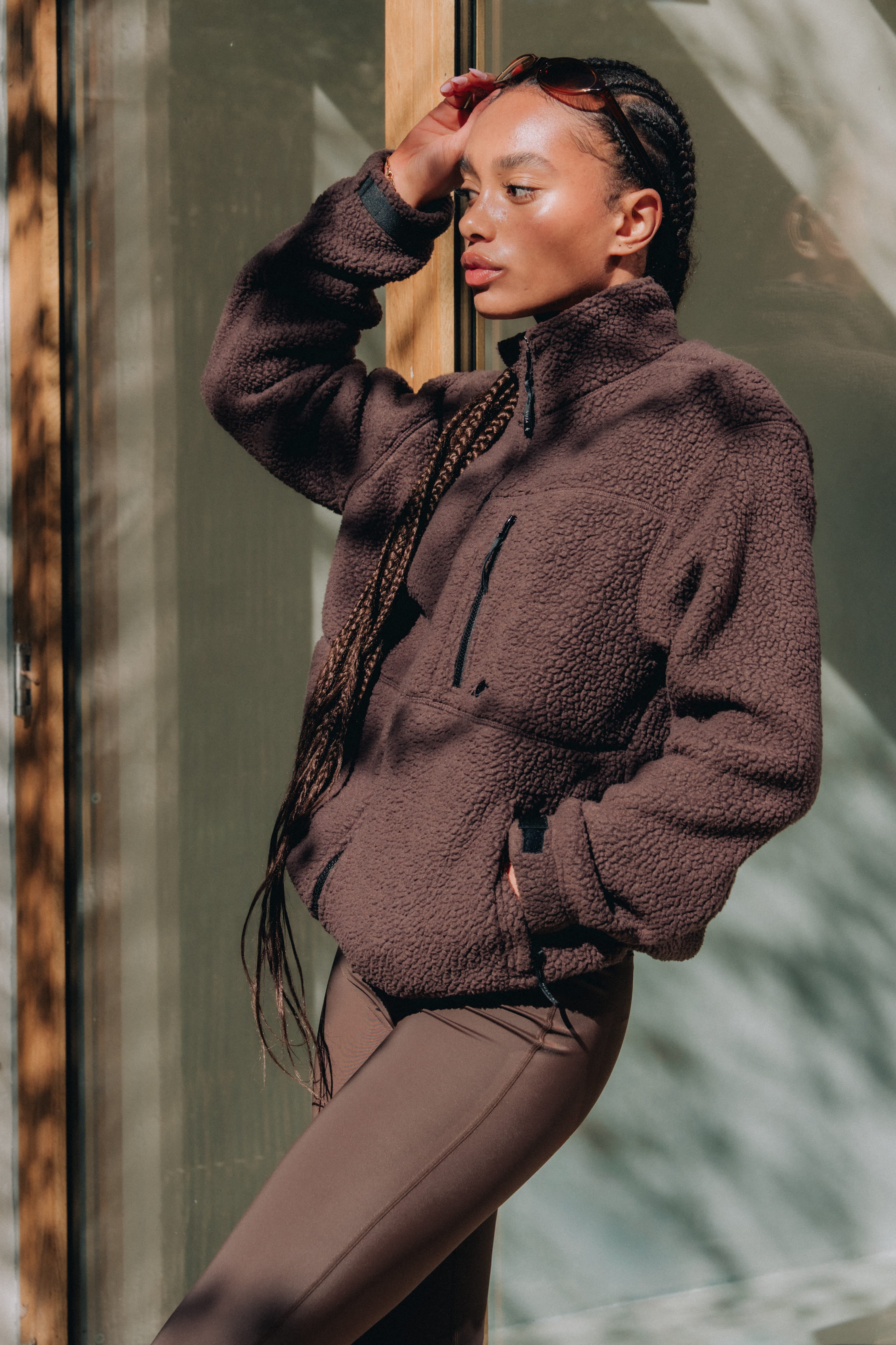 Women's Pine1 Teddy Jacket - Chocolate Brown - Planet Nusa