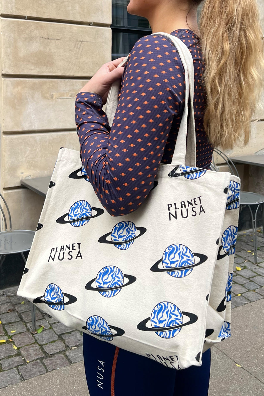 GYM BAG BLUE SWIRLY PLANETS